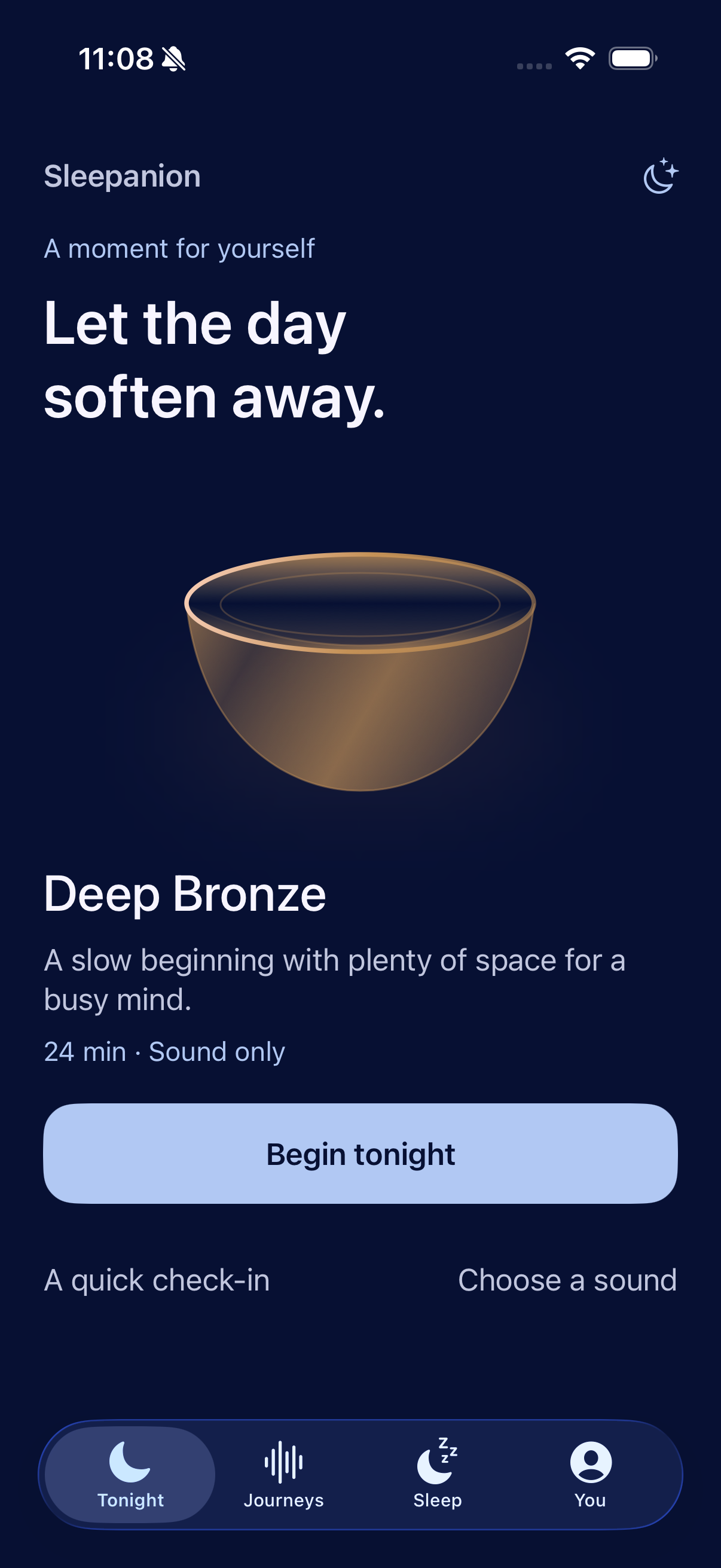 Start where you are. — Sleepanion app screen